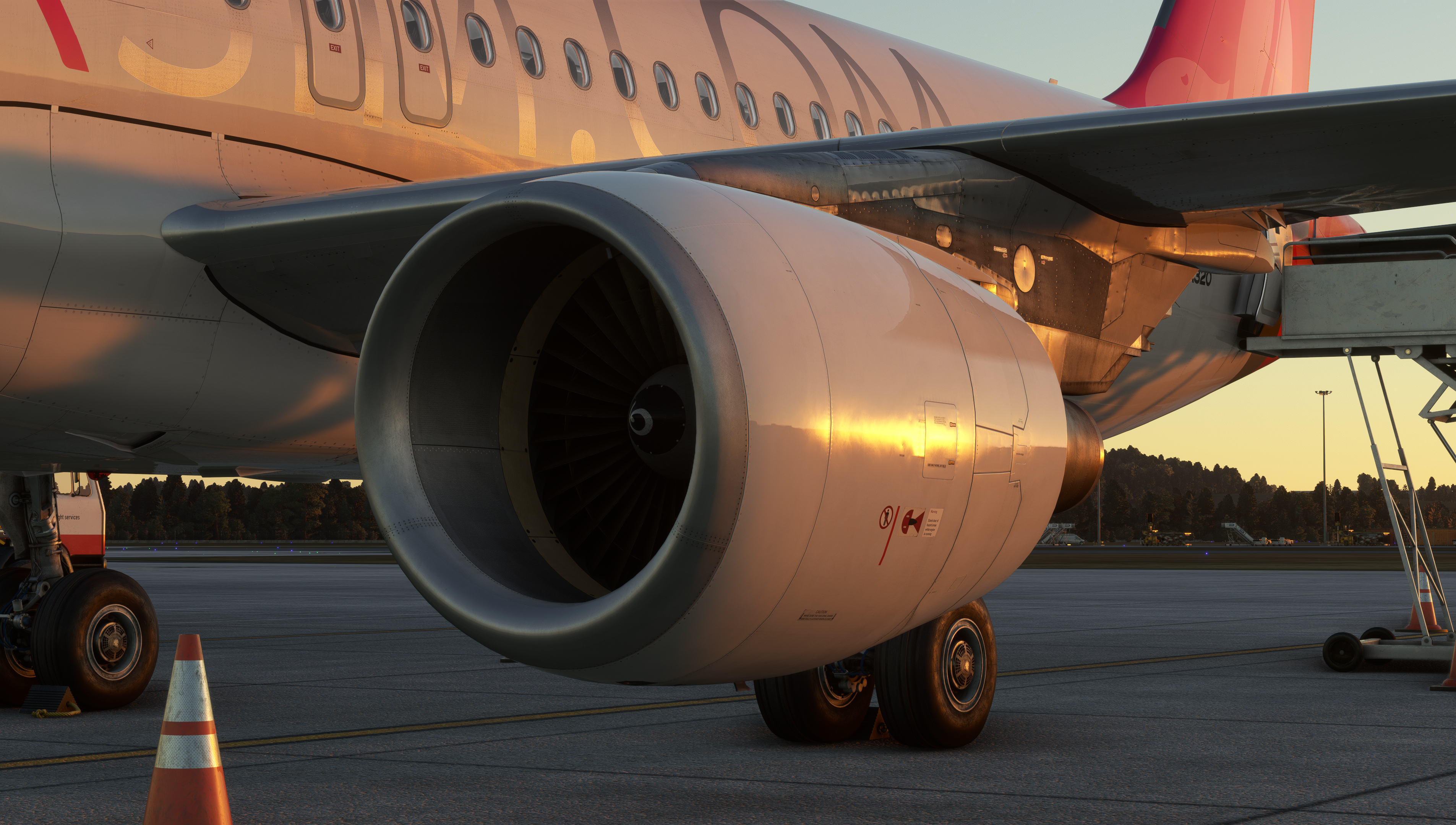 Original Fenix A320 engine and landing-gear exterior view.