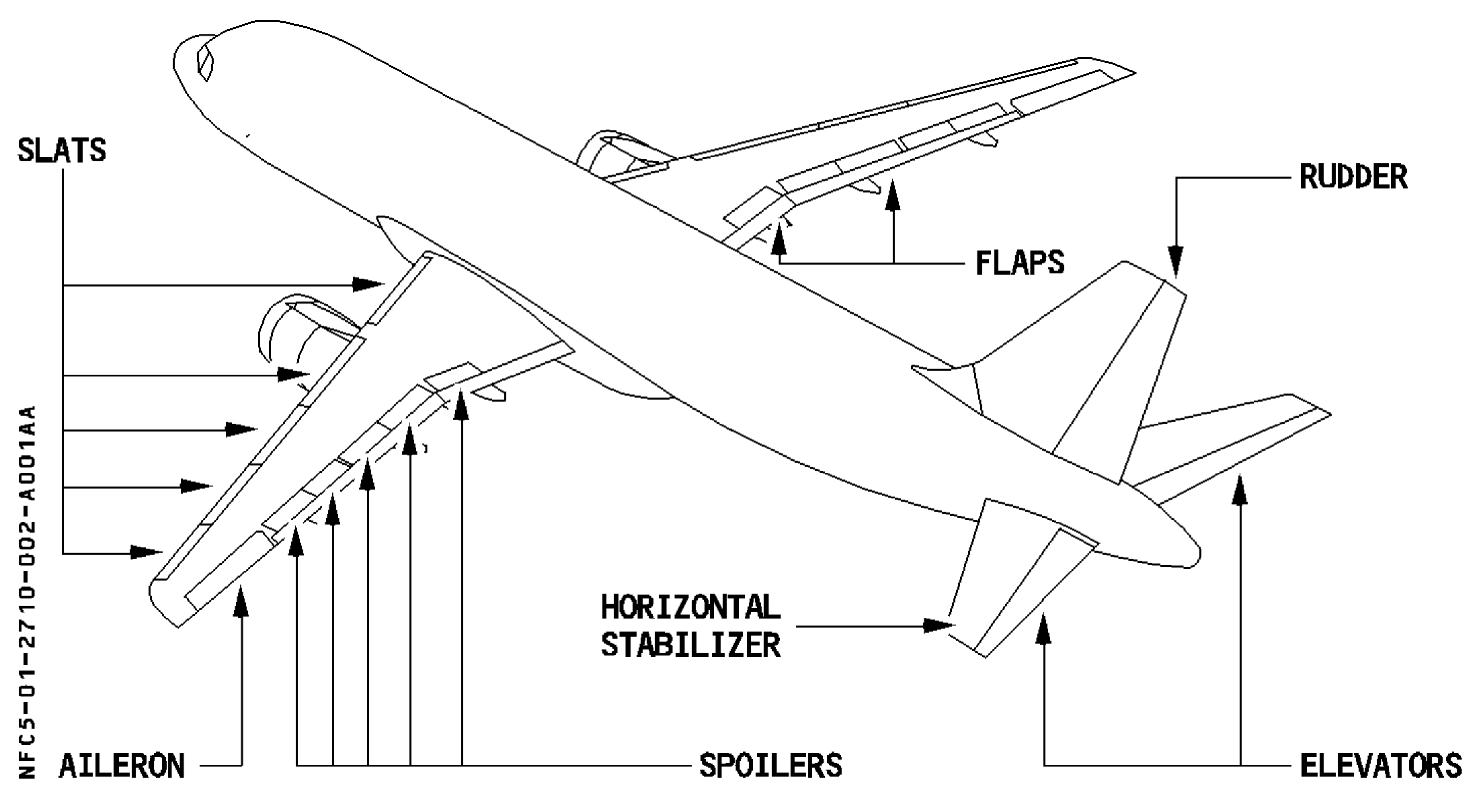 A320 flight-control surfaces in the original airframe drawing.
