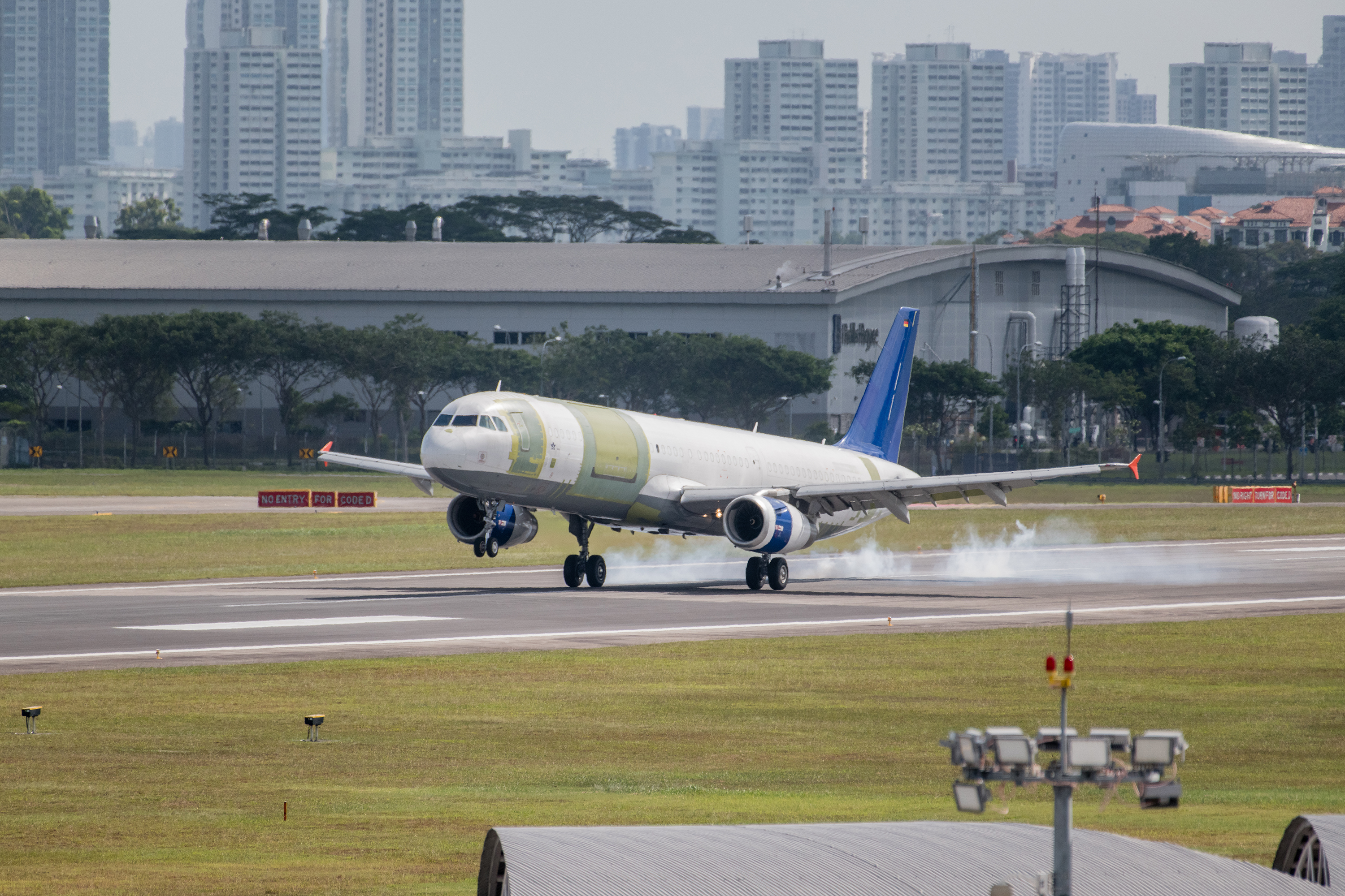 The A321 passenger-to-freighter prototype after conversion. The cargo door and altered cabin belong to a separately approved configuration.