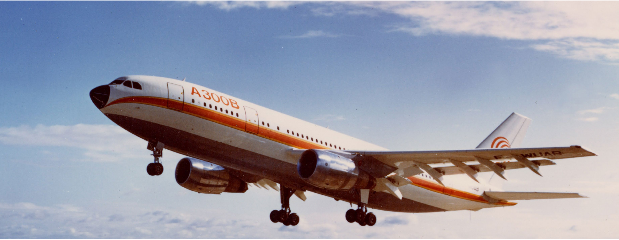 A300B photograph in the Airbus historical chronology. Original manufacturer image; the source places it beside the1972 first-flight milestone.
