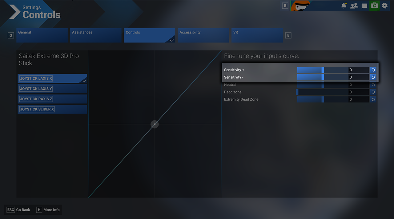 Fenix's MSFS2024 straight-response-curve example. The named device is illustrative; identify and test your own axis.