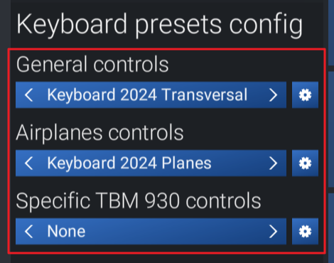 Detail of Microsoft's three profile selectors. This example uses a TBM930; select the relevant Fenix model in your own setup.